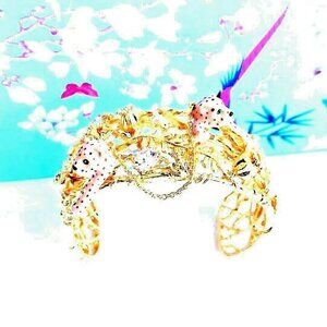 Les Nereides Tropical Jungle Panther And Chain Bangle Bracelet S